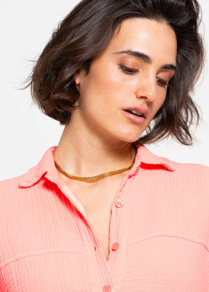 Muslin blouse with decorative seams - apricot
