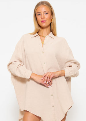 Muslin blouse oversize, beige