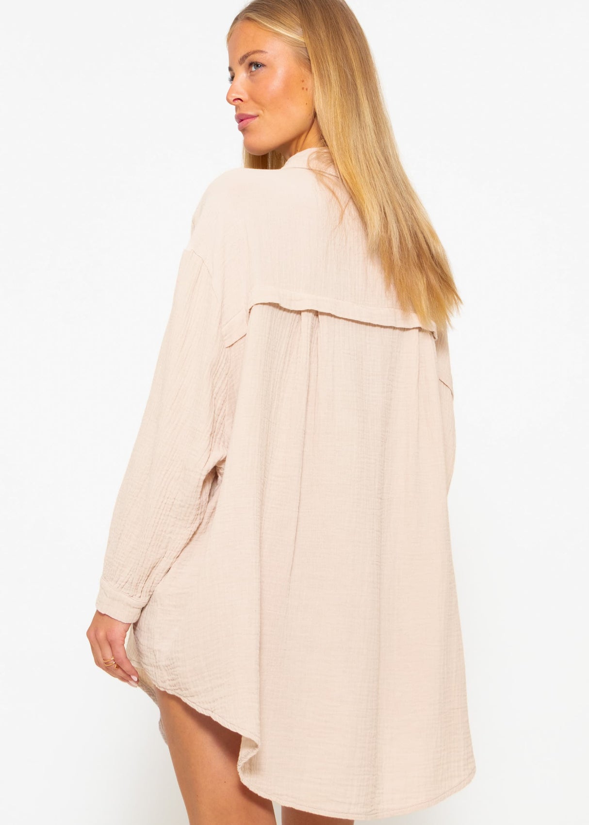 Muslin blouse oversize, beige