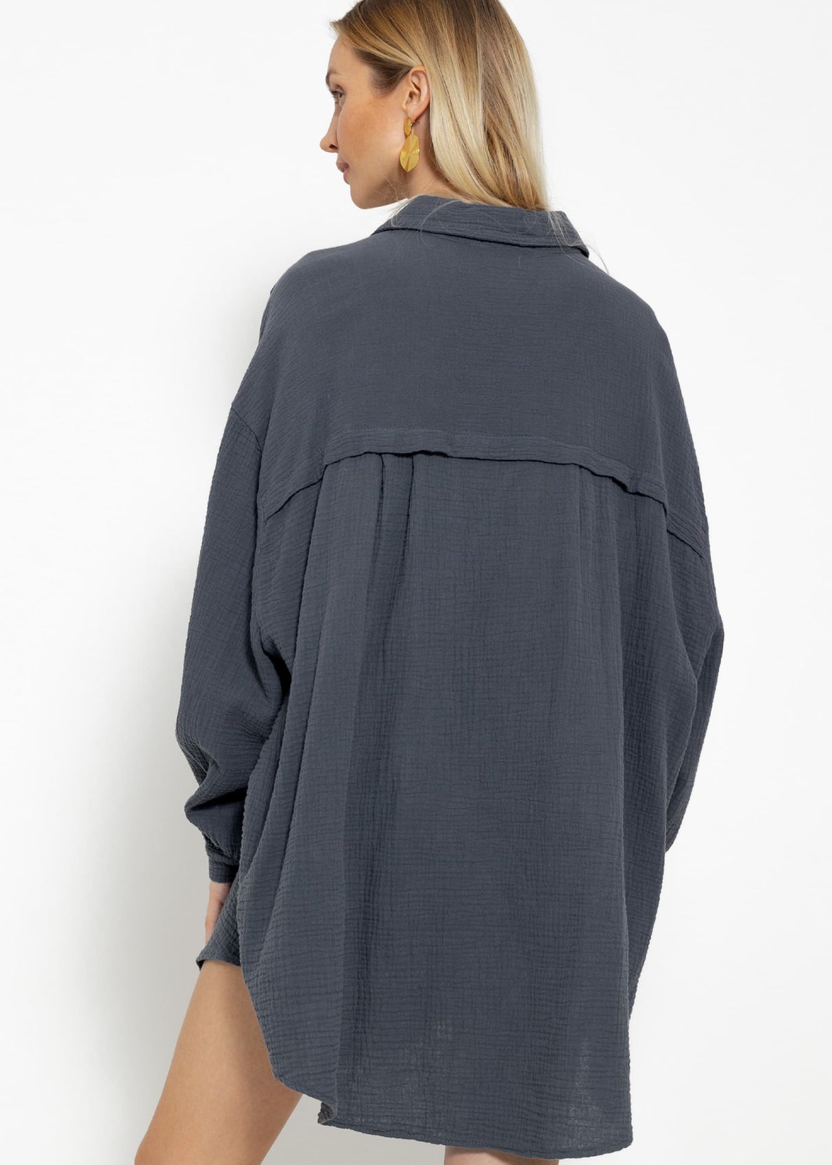 Muslin blouse oversize, dark grey
