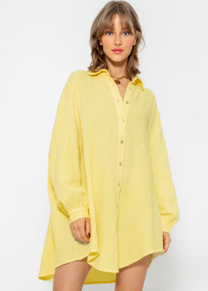 Musselin Bluse oversize, gelb