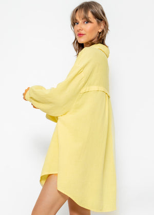 Musselin Bluse oversize, gelb