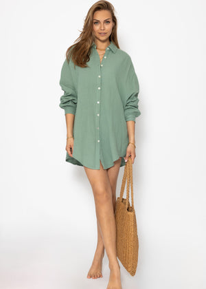 Muslin blouse oversize, sage green