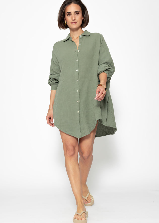 Musselin Bluse oversize - khaki