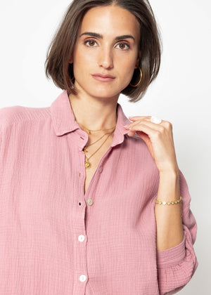 Muslin blouse oversize, short, old pink