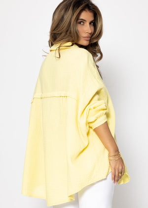 Muslin blouse oversize, short, yellow