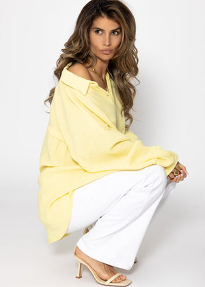 Muslin blouse oversize, short, yellow