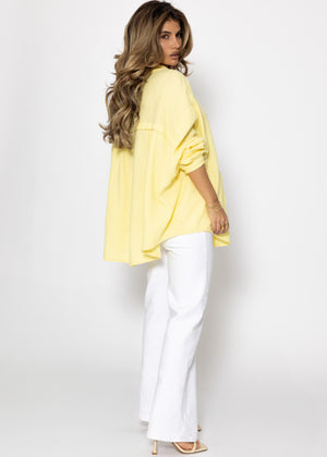 Muslin blouse oversize, short, yellow
