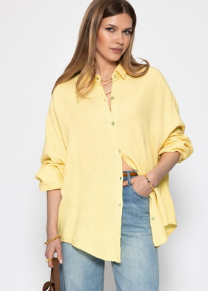 Muslin blouse oversize, short, yellow
