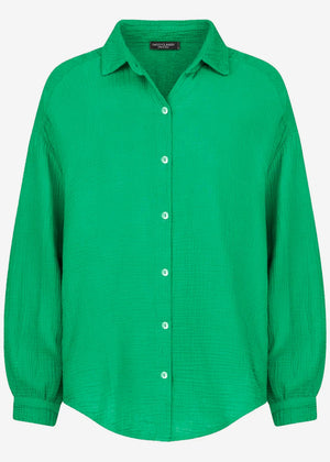 Musselin Bluse oversize, kurz, grün