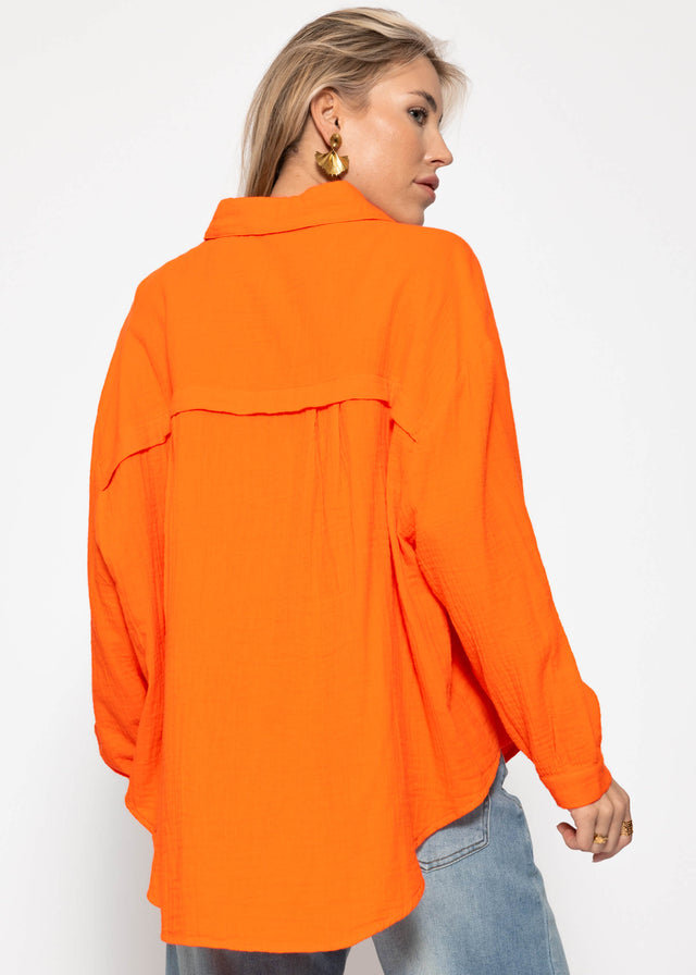 Musselin Bluse oversize, kurz - orange