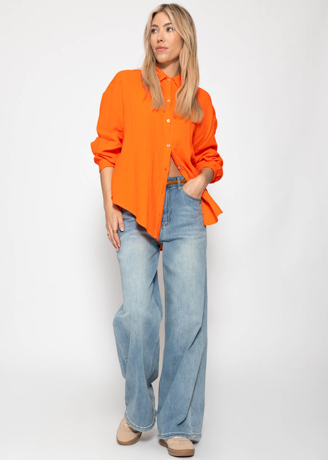 Musselin Bluse oversize, kurz - orange
