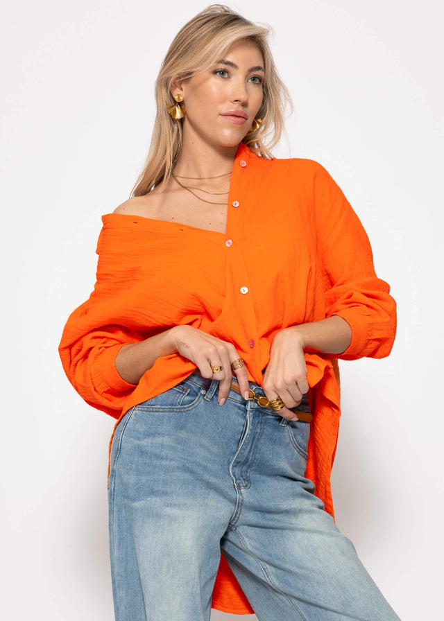 Musselin Bluse oversize, kurz - orange