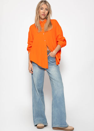 Musselin Bluse oversize, kurz, orange