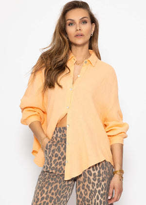 Musselin Bluse oversize, kurz - peach