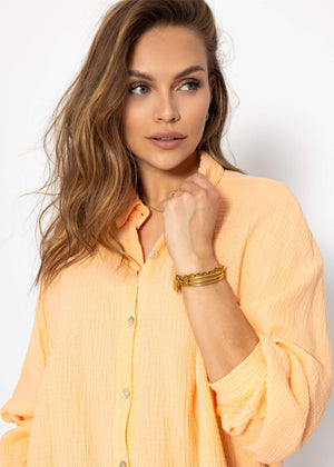 Musselin Bluse oversize, kurz - peach