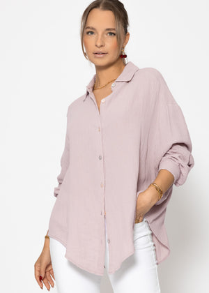 Muslin blouse oversize, short, powder pink