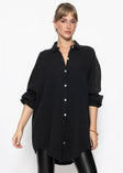Musselin Bluse oversize - schwarz