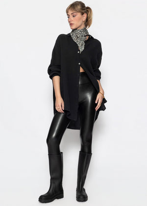 Musselin Bluse oversize - schwarz