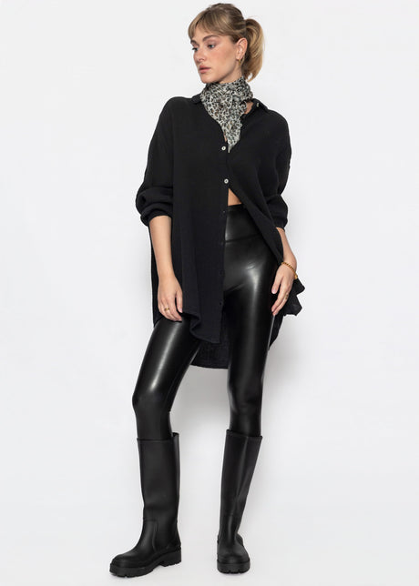 Musselin Bluse oversize - schwarz
