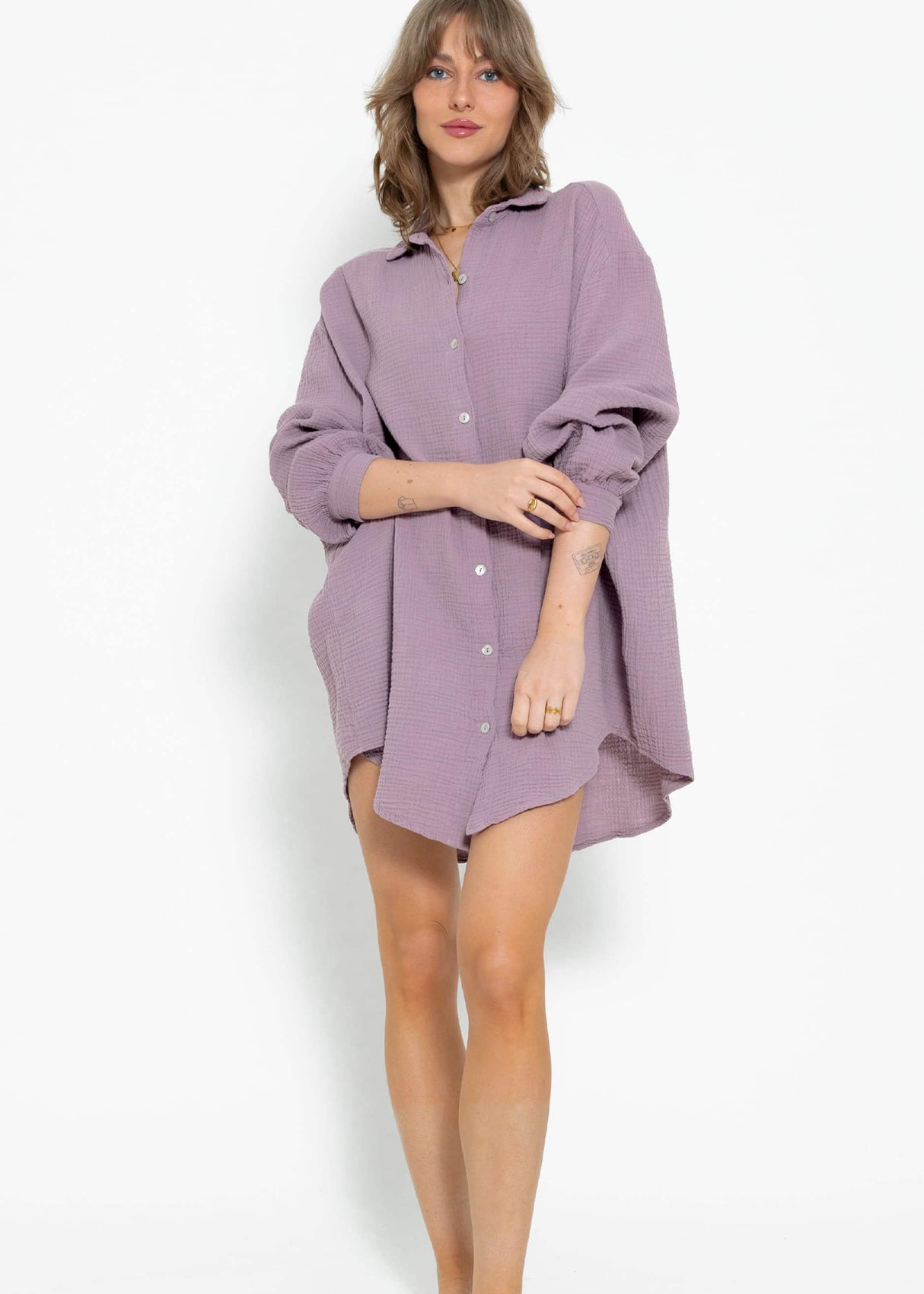 Muslin blouse oversize - violet