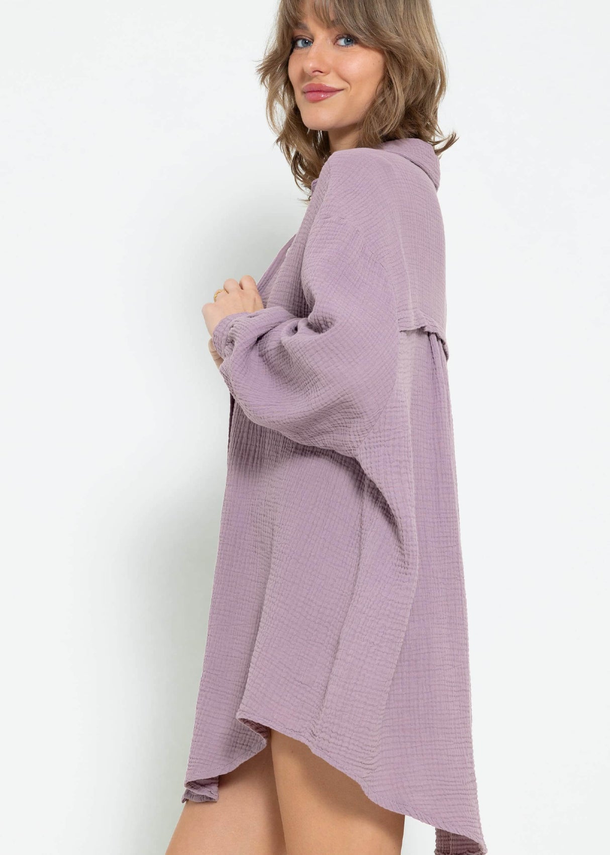 Muslin blouse oversize - violet