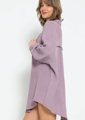 Muslin blouse oversize - violet