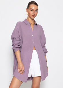 Musselin Bluse oversize - violett