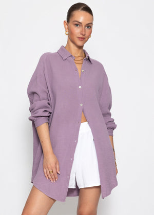 Musselin Bluse oversize - violett