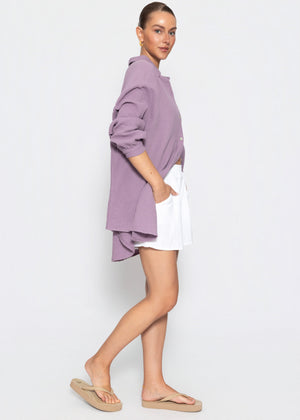 Musselin Bluse oversize - violett