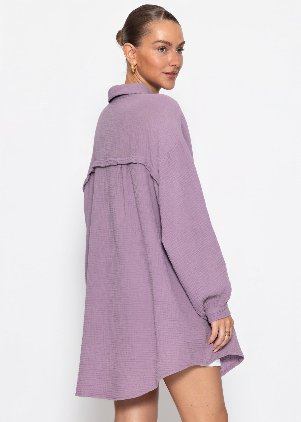 Musselin Bluse oversize - violett