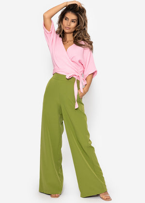 Musselin Bluse zum Wickeln - babyrosa