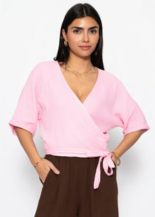 Muslin wrap blouse - baby pink