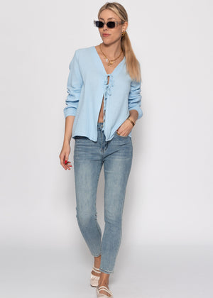 Muslin blouse jacket with ties - light blue