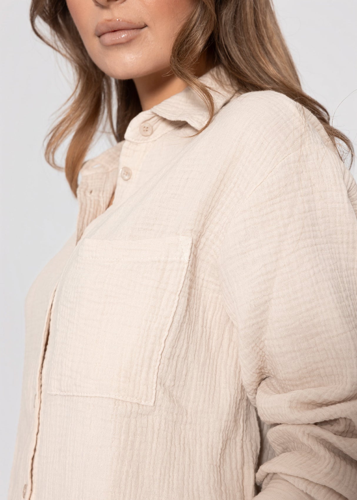 Musselin Hemdbluse - beige