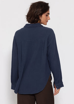 Musselin Hemdbluse - dunkelblau