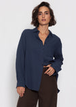 Musselin Hemdbluse - dunkelblau