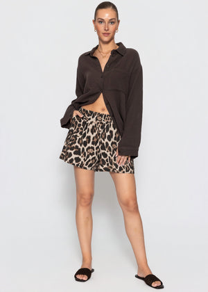 Musselin Hemdbluse - schokobraun