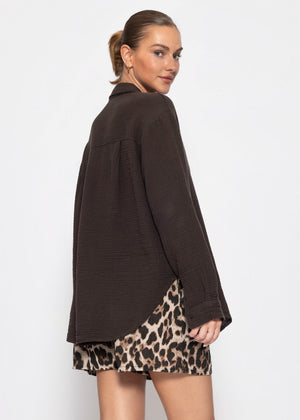 Musselin Hemdbluse - schokobraun