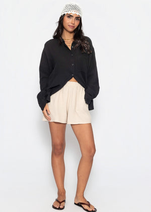 Musselin Hemdbluse - schwarz