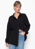 Musselin Hemdbluse - schwarz