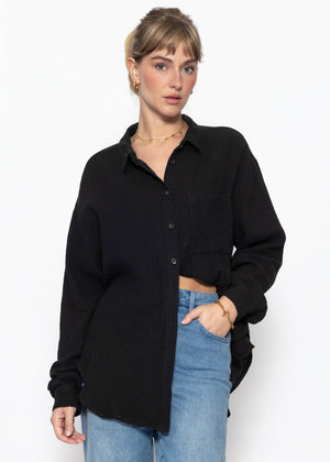Musselin Hemdbluse - schwarz