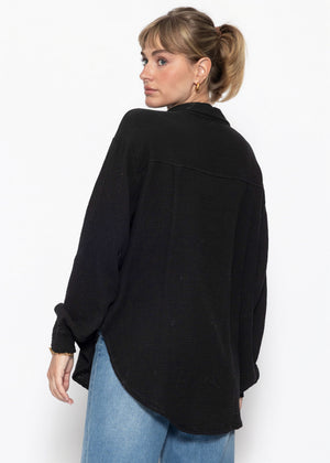 Musselin Hemdbluse - schwarz