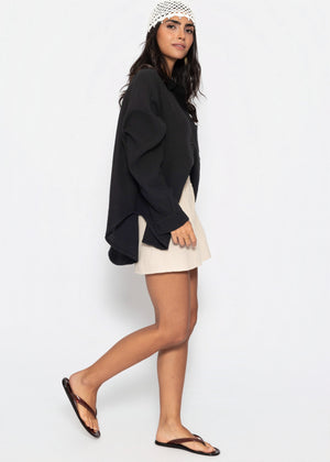 Musselin Hemdbluse - schwarz