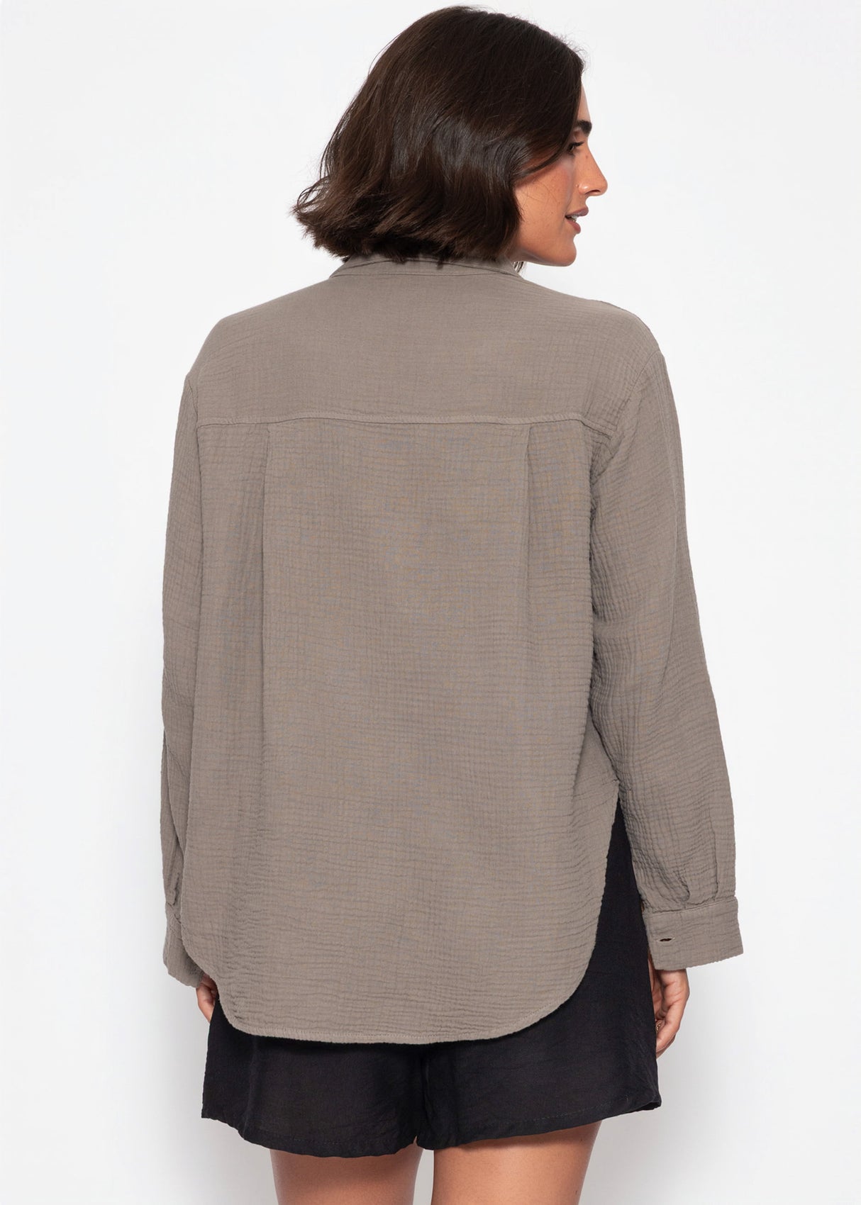 Musselin Hemdbluse - taupe