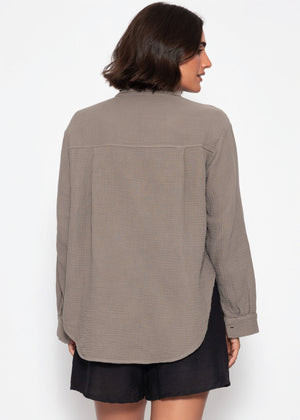 Musselin Hemdbluse - taupe