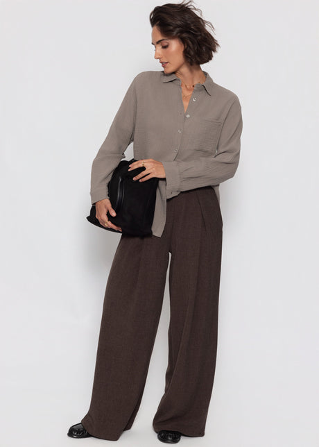 Musselin Hemdbluse - taupe