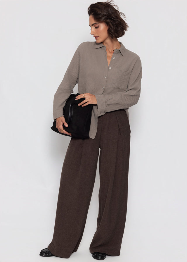 Musselin Hemdbluse - taupe