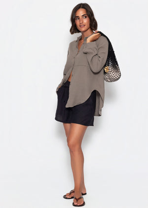 Musselin Hemdbluse - taupe