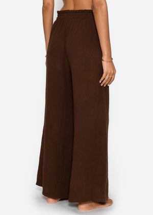 Muslin wide-leg pants - brown